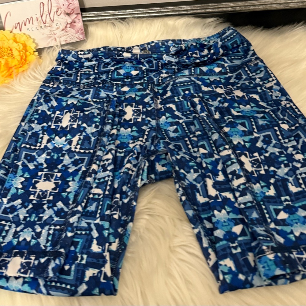 90 Degree By Reflex Blue Geometric Leggings